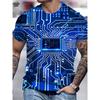 Summer Men Circuit Board Electronic Chip Creative Graphics Fashion Short Sleeve Oversized T-shirt