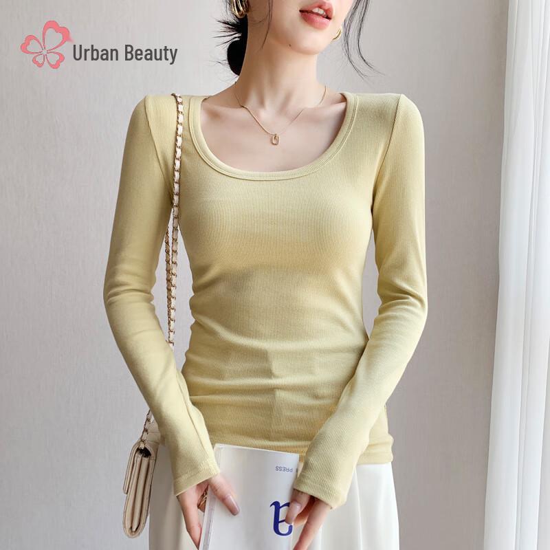 

Women s U-Neck Ribbed Long Sleeve Slim Fit Top S
