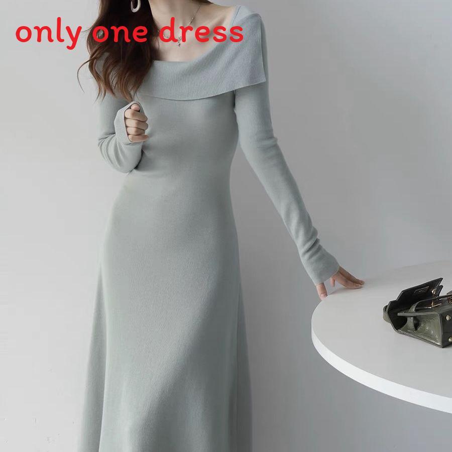 Fashion Knitted Off Shoulder Dress With Long Sleeves For Casual And Party Wear