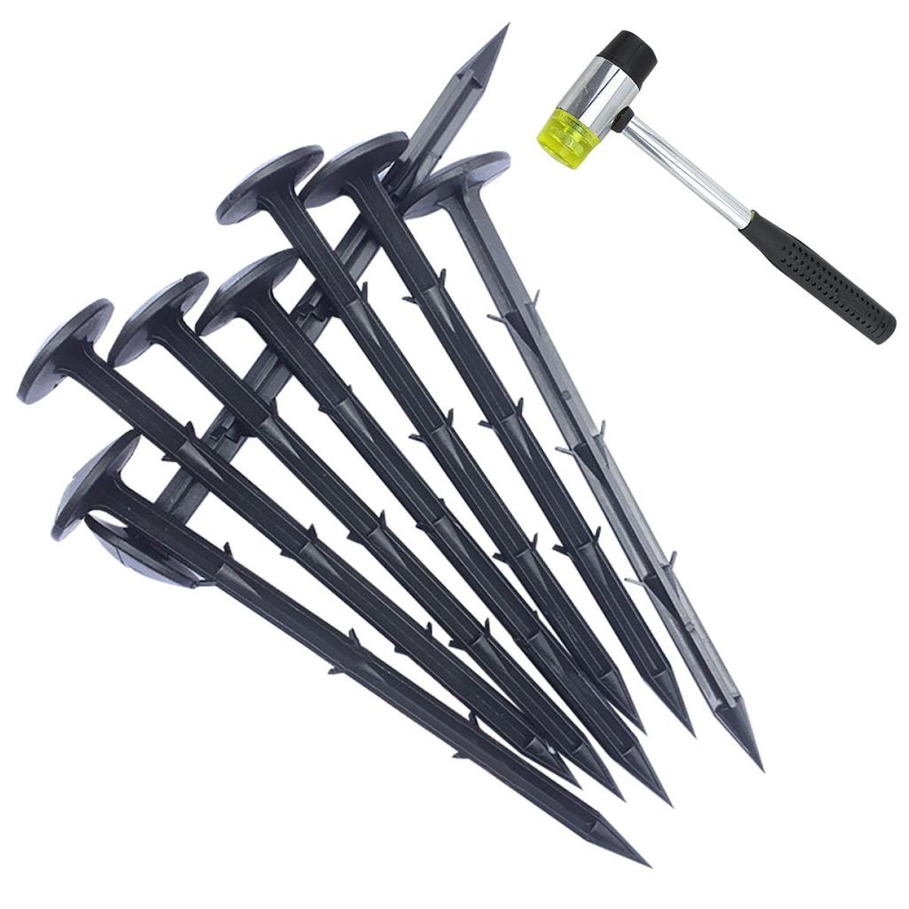 sac taske Weed Control Fabric Fixing Pins (100 PP Stakes) & Hammer Set (Black, 11cm)