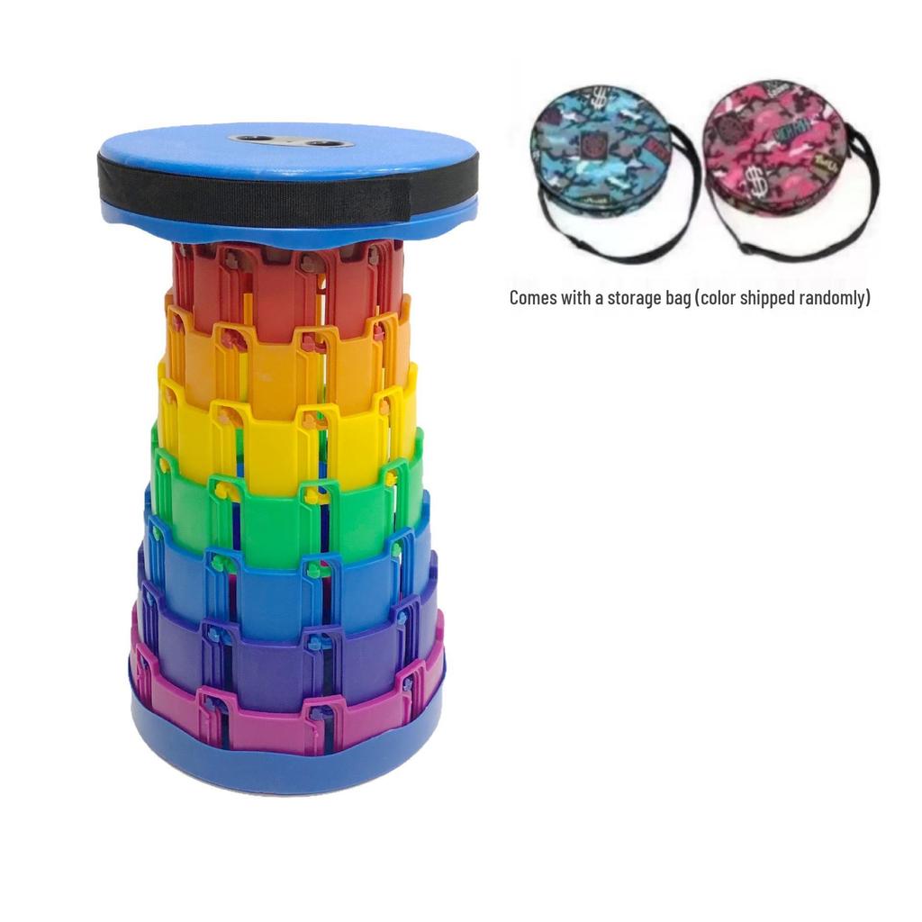 Portable Rainbow Folding Stool: Thickened, Non-Slip, Wear-Resistant, Retractable, and Telescopic