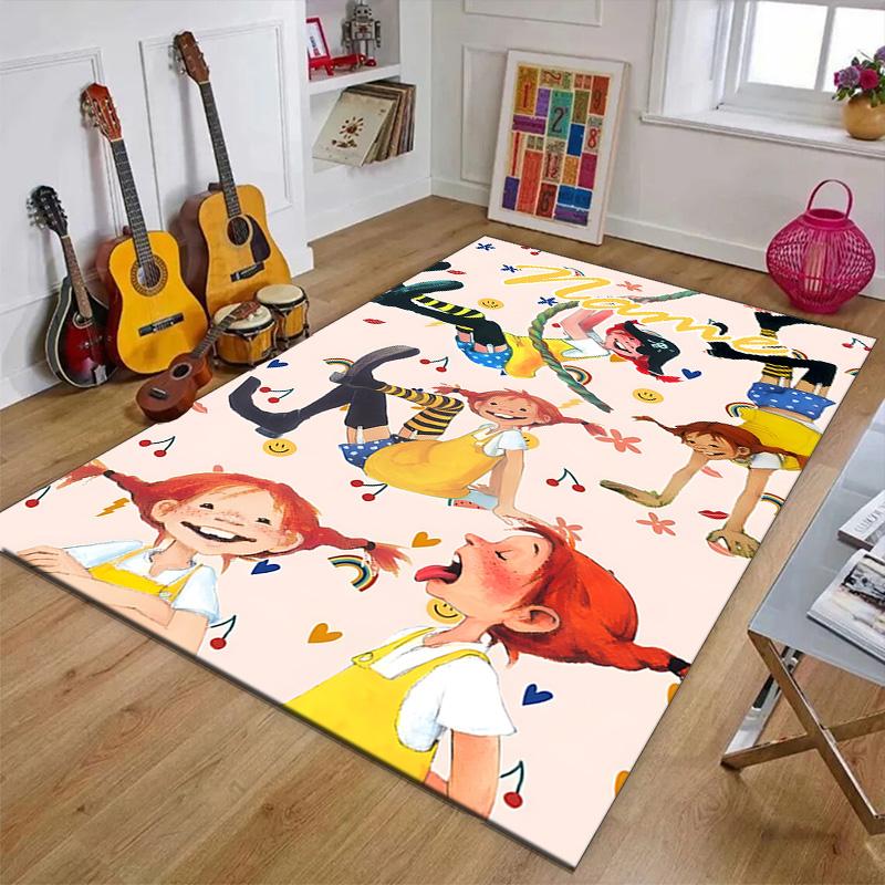 Custom Pippi Longstocking Mat Personalized Name, Polyester Washable Indoor Entryway Rug, Gift for Christmas, Easter, Thanksgiving Day