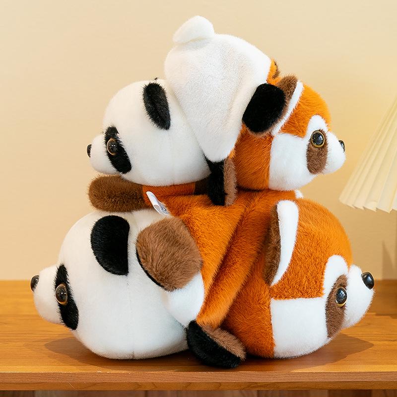 

Трансграничная двусторонняя плюшевая игрушка панда и енот - детская подарочная кукла 25cm 0.2kg