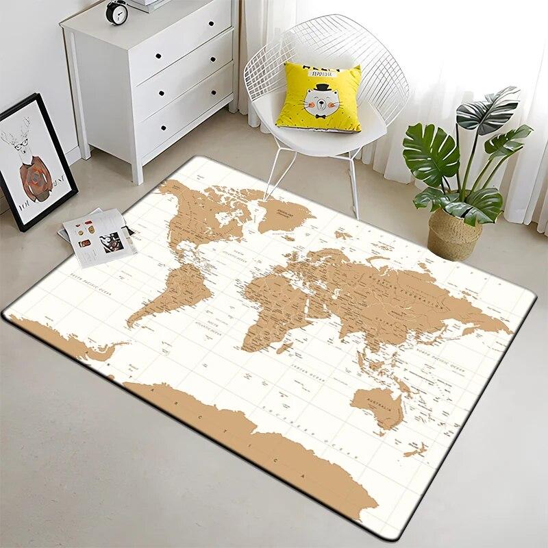 Retro navigace Mapa Vzor Dekorativní čtvercový koberec Moderní dům Obývací pokoj Podlaha Matná Ložnice Koberec Umění Plakát Podložka Vějíře Dárek