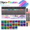 24/48Colors Glitter Acrylic Markers Paint Pens Sparkly and Shiny for Rock Painting Stone Ceramic Glass Wood Fabric Scrapbooking