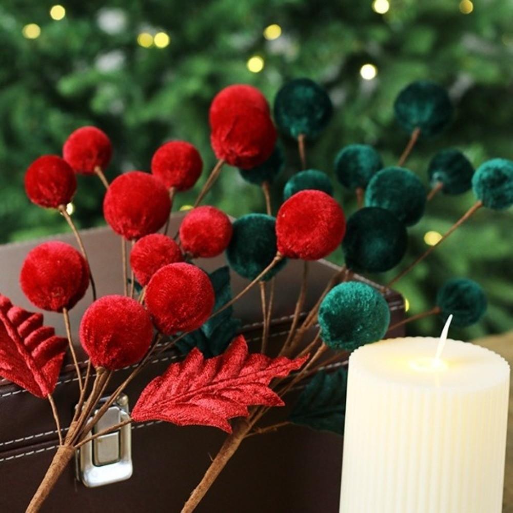 New Velvet Christmas Ball Branches DIY Multicolored Xmas Decorations Party Supplies Handmade Christmas Table Centerpieces