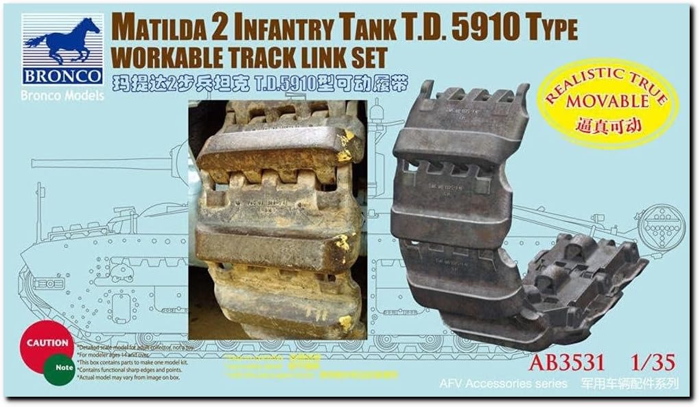 Bronco Model British Matilda Infantry Tank with Movable Late Model Plastic Model Parts CBA3531 1/35 Tracks, (AB3531)