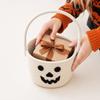 Geflochtener Korb Halloween Kürbis Design Aufbewahrungsbehälter Handgehaltener Organizer für saisonale Dekoration und Aufbewahrung kleiner Gegenstände
