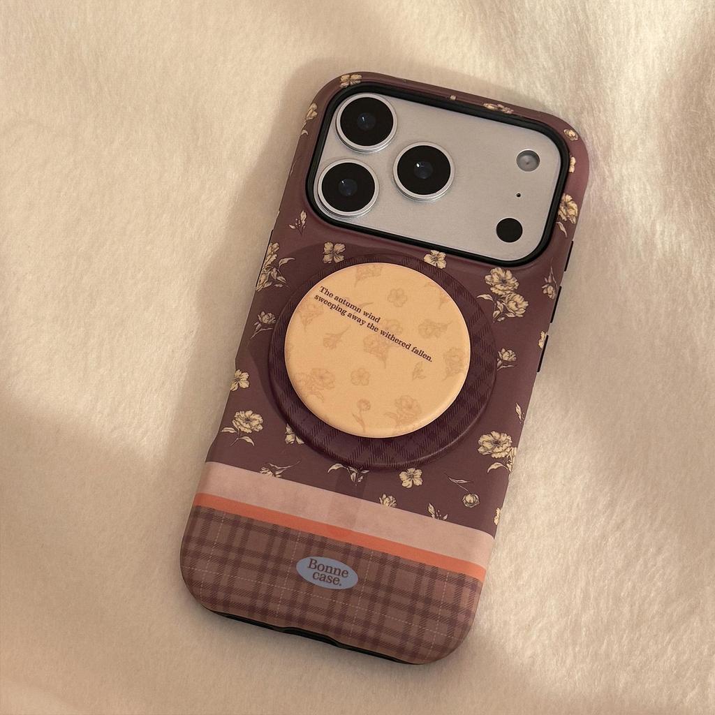 Retro Blommigt Ställ Telefonfodral för iPhone 17 och iPhone 17 Pro Max