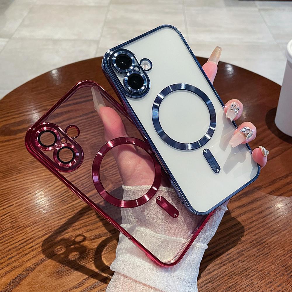 Luxury Clear Plating Magnetic Phone Case for Samsung Galaxy S26 S25 S24 S23 FE S22 S21 Plus 20 Ultra A55 A35 A15 A05 Cover