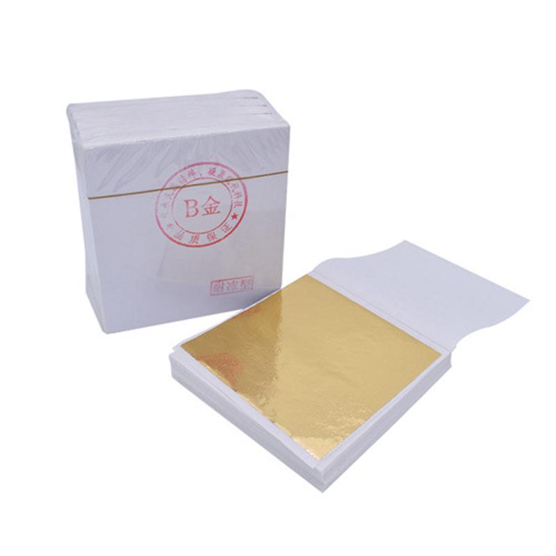 100Pcs Gold Leaf Sheets DIY Nail Gold Leaf Sheets Painting Gold Leaf Paper Resin Decoration Gold-plated Furniture Gold Foil
