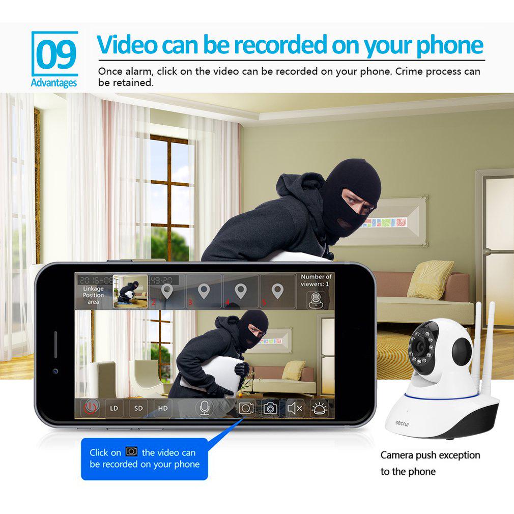 

SECRUI N62 Беспроводная сетевая камера 720P Wi-Fi IP-камера Веб-камера Домашняя камера безопасности Видеонаблюдение PnP P2P Приложение Pan Tilt IR Cut