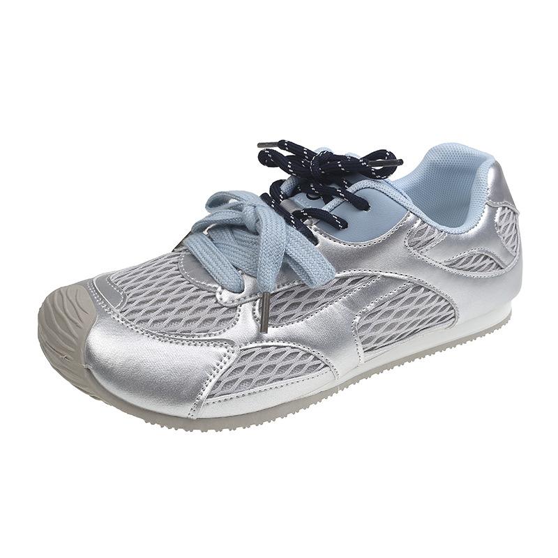 Round Head Versatile Mesh Retro German Training Shoes Lace-up Fashion Breathable Sports Shoes Trend Inner Height Increase Internet Celebrity Casual Sh