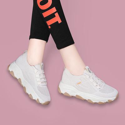 Sneakers Flying Woven Women's Shoes Soft Sole Lightweight Breathable Versatile Casual Travel Dad Shoes