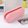 Cute Striped Canvas Pencil Case, Small Travel Pouch with Zipper, Large Capacity Portable Stationery Bag for School Office Girls