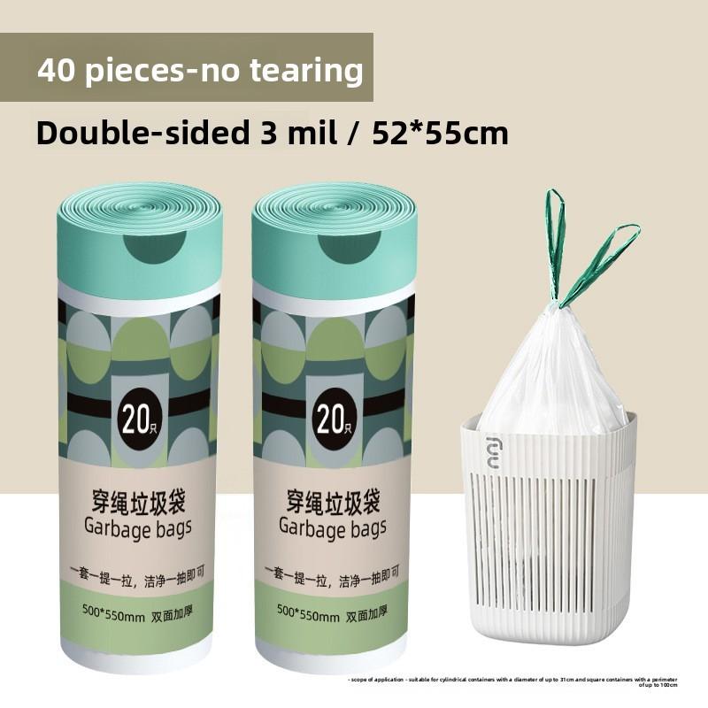 Household Thick Plastic Trash Bag With Drawstring Closure For Kitchen Use And Waste Management