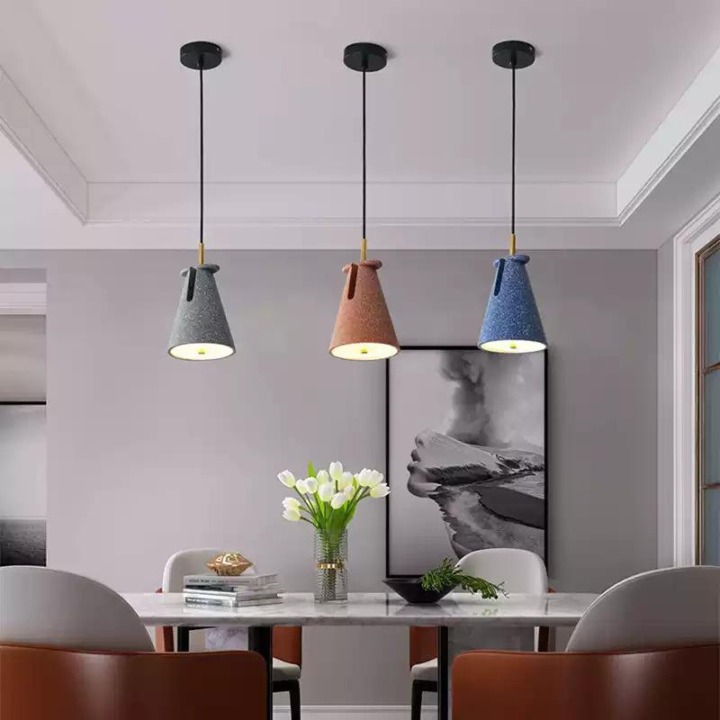 Nordic Minimalist Chandelier Creative Iron Art Stone Lamp Bedroom Living Room Restaurant Lamps Hotel Cafe LED Lightings Fixtures