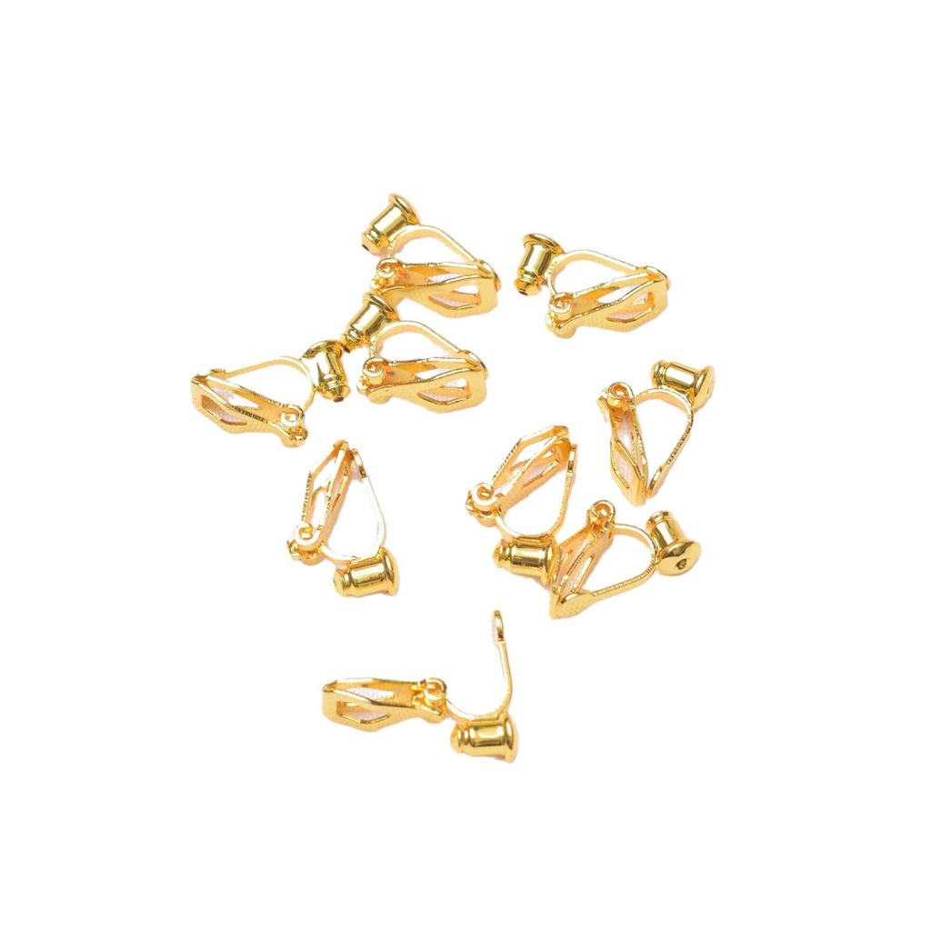 10 Stück farbechte, mit 18 Karat Gold umwickelte Ohrclips, Ohrnadeln, Ohrclips, Konverter, Dreiecksclips, DIY, Zubehör.