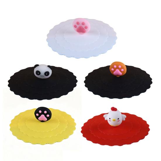 5Pcs Silicone Cup Lid Leak-Proof Heat-Resistant Cover for Glass Mugs Coffee Cups Food-Grade Odorless Cute Kitchen Accessory for Home