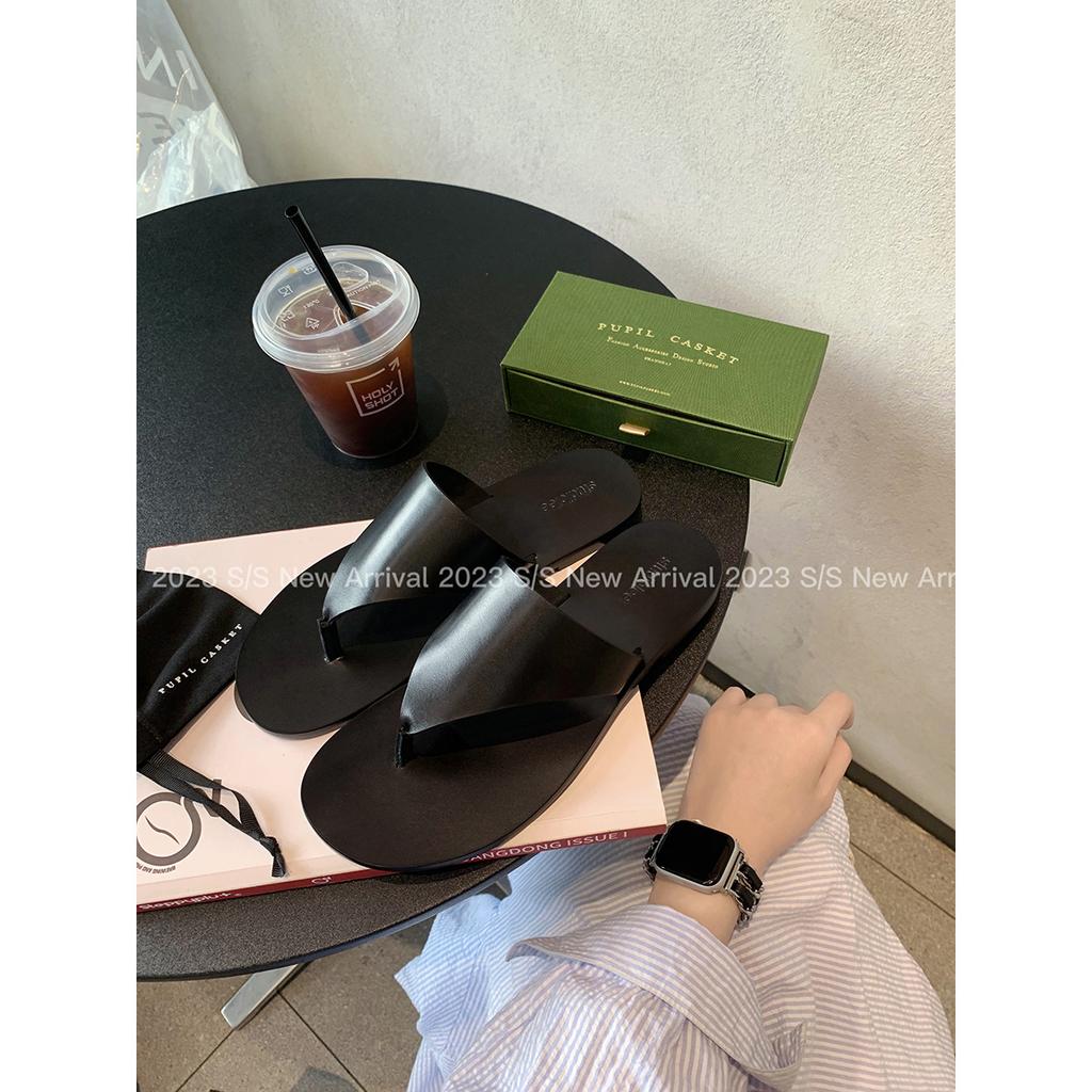 Grape mother studiolee new fashion Italian style leather simple triangular toe flat bottom slippers women