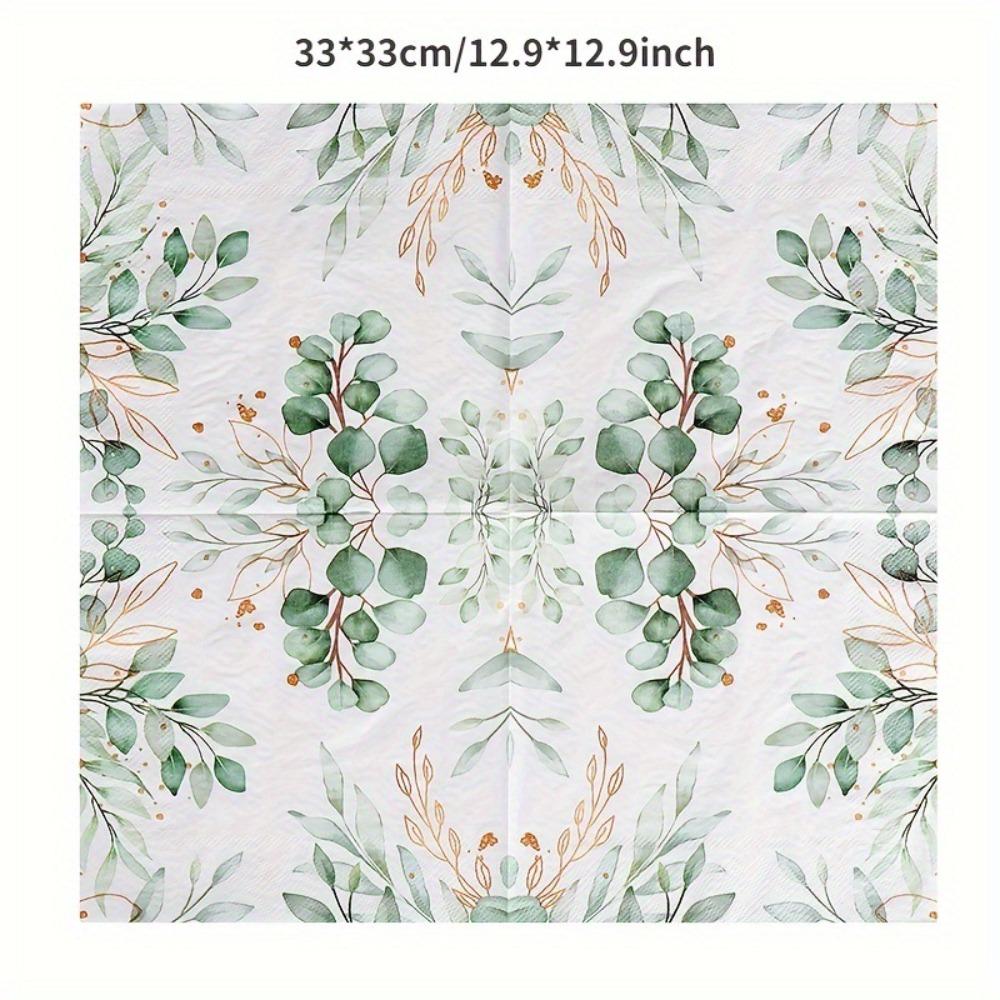 40pcs Green Plant Printed Party Paper Towel 33*33cm Tissue Eucalyptus Paper Napkins  Restaurants