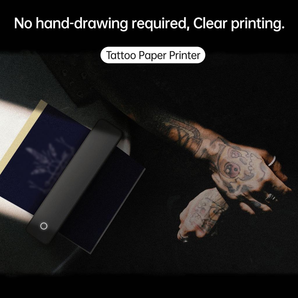 Tattoo Stencil Printer A4 Thermal Printer with 10pcs Transfer Paper Tattoo Transfer Support Bluetooth App for 107mm