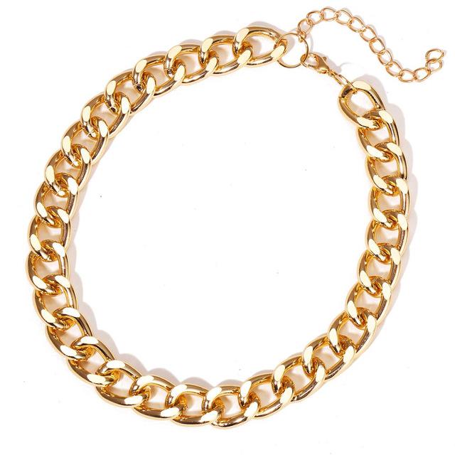 CIBIRICH Punk Chunky Chain Necklace For Women - Multilayer Gold Tone Collar Statement Piece