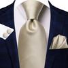 Hi-Tie Floreale Champagne Avorio Cravatta Elegante da Uomo Fazzoletto Gemelli per Smoking Moda Classica Seta Lusso Cravatta per Uomo