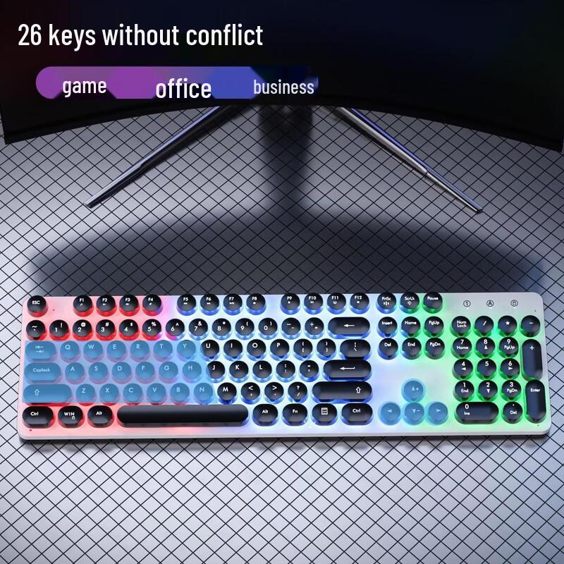 OLOEY Wired Punk-Style Mechanical-Feel Keyboard and Mouse Combo