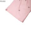 ZANZEA Women Casual Elastic Waist Loose Print Long Pants