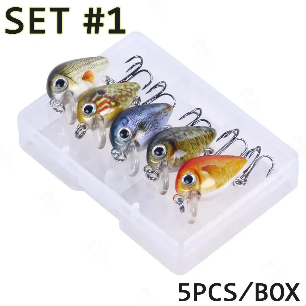 

FLYSAND 5 шт./коробка Крэнки Симпатичный набор - Микро Воблер Ультралайтовая Рыбалка, Искусственные Приманки Мини Поисковая Приманка