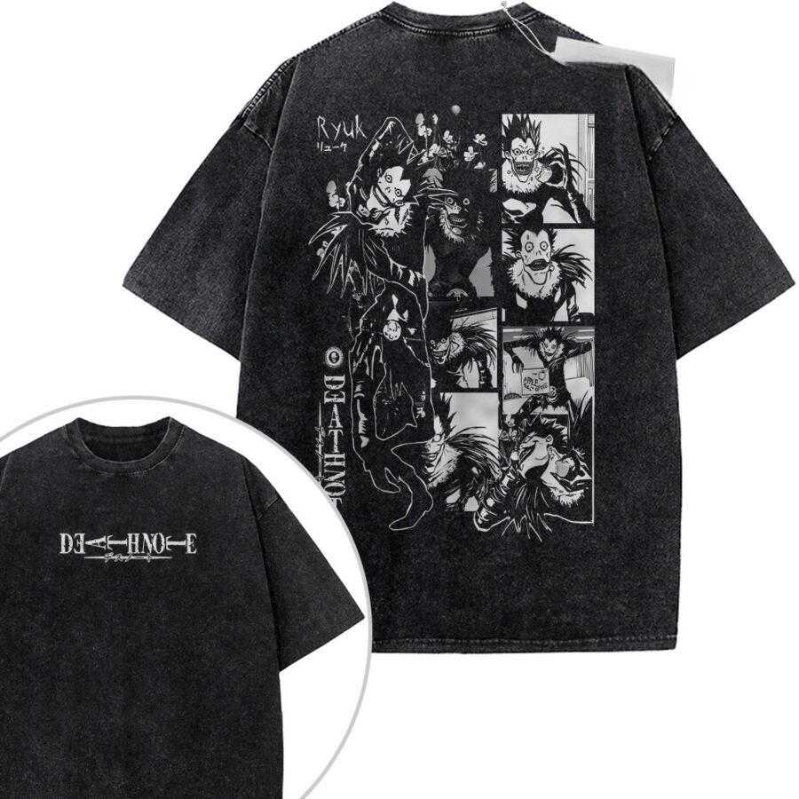 Death Note Vintage Loose Washed Tshirt personality Clothes Suitable for all seasons Retro Fashion Streetwear Trendy Couples tee