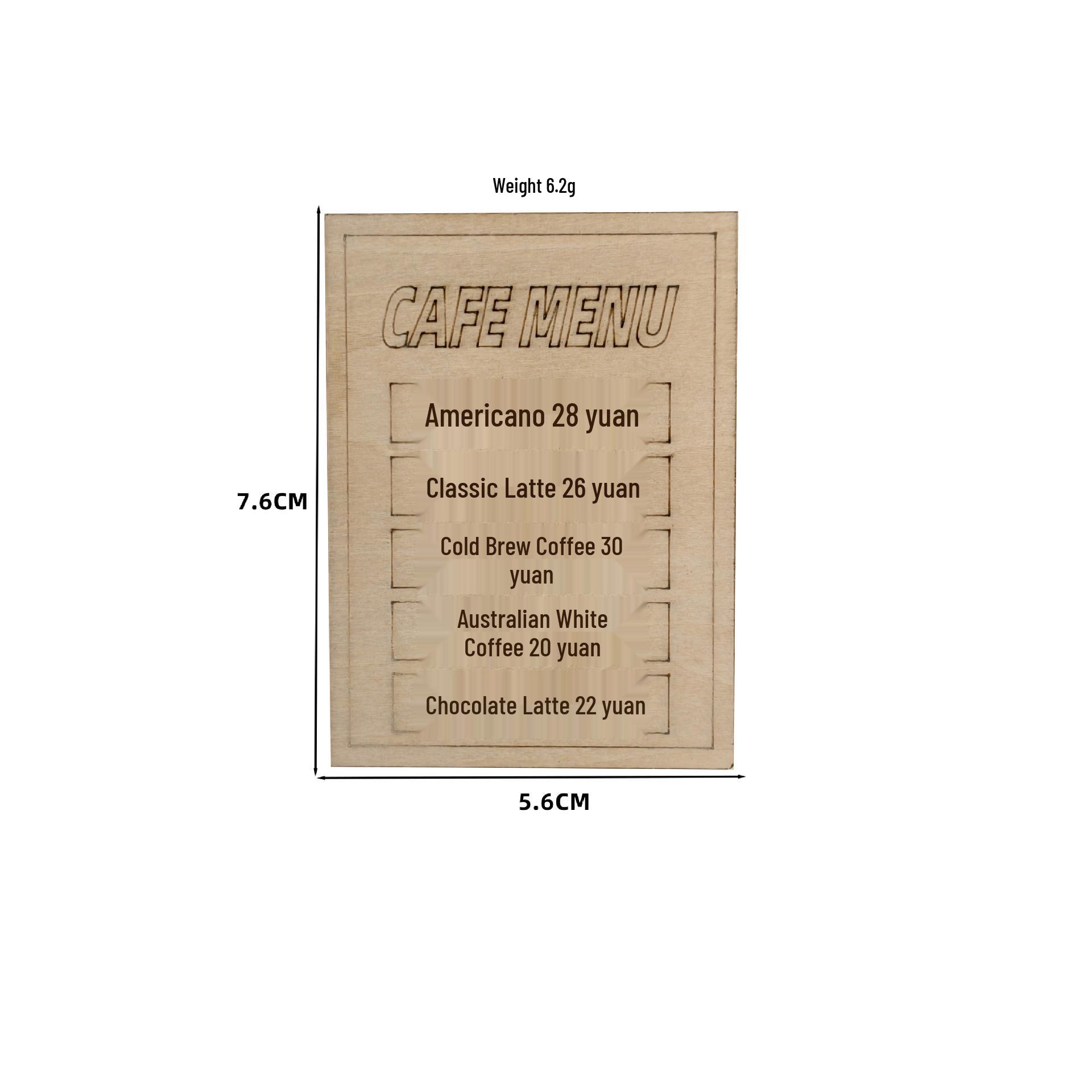 Wooden Dollhouse Mini Furniture: Coffee Shop Play Set Accessories