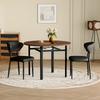Modern Minimalist Round Table Set (2 Black PU Armchairs, Curved Backrest), 100 Cm Diameter Table In Wood Look. For Dining Room & Kitchen.