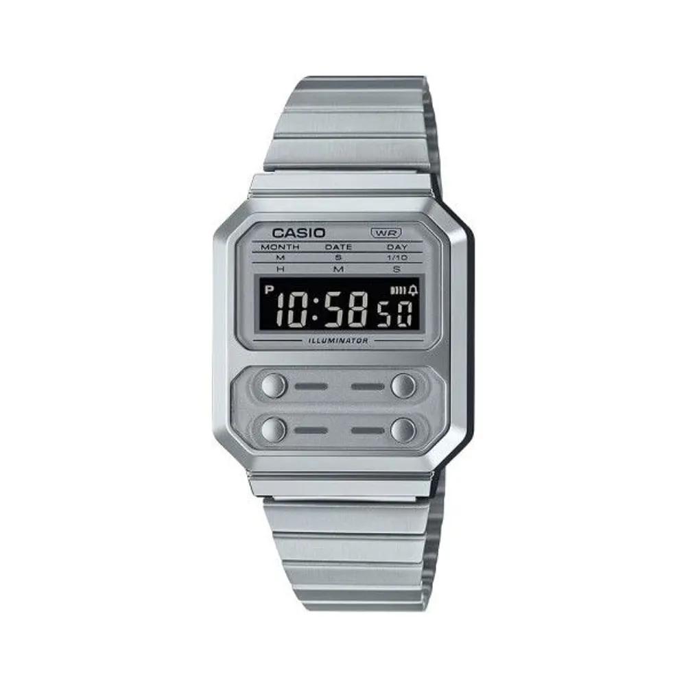 [Cio] A-100WE-7B Vintage Square Digital Unisex Metal Watch