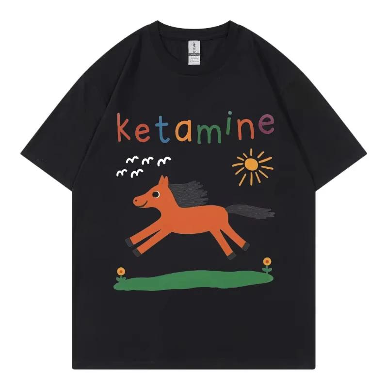 Funny Ketamine Horse Meme T-shirt Women Clothing Harajuku Y2k Short Sleeve T Shirts Summer Fashion Casual T-shirts S