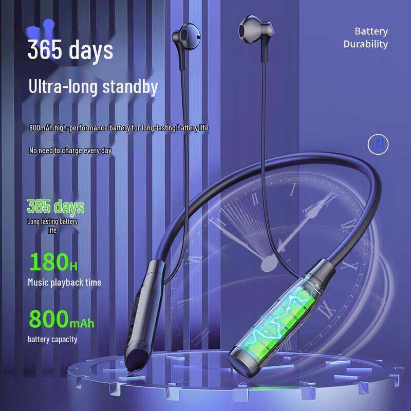 OKSJ A12 Wireless Neckband Bluetooth Earbuds with ENC Noise Cancellation