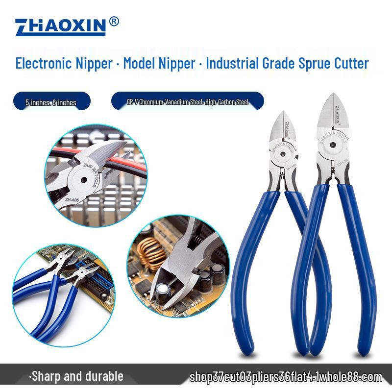 High-Quality Alloy Steel Japanese Mini Angled Cutters for Network Cable - Flat Jaw Shears with Angled Tip
