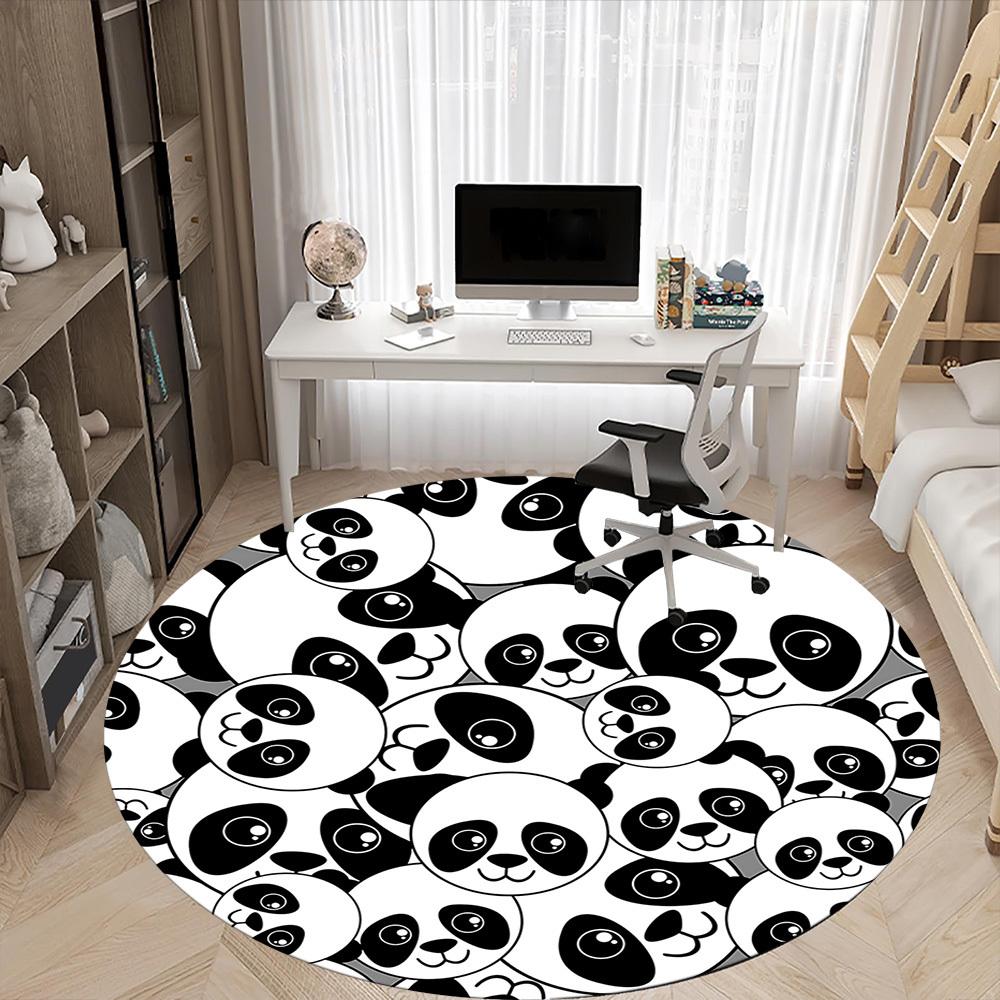 1pc Panda Pattern Office Round Area Rug, Indoor Mat Suitable For Office, Under Office Chairs Bedroom Living Room Home Decor, Room Deco