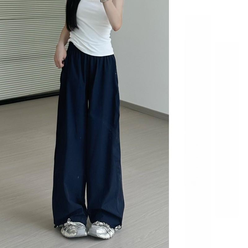 Womens Cargo Pants Summer Thin High Waist Wide Leg With Pockets For Casual Streetwear