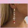 Plated Gold Stylish Geometric Pearl Mushroom Earrings For Women 2023 Fall