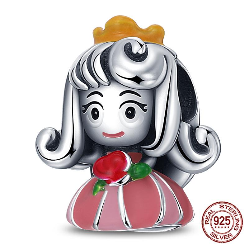 Marvel Disney Snow White Tree Elf Mickey 925 Silver Charms for DIY Jewelry Making Women Gift Bracelet