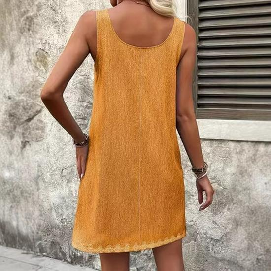 2026 Printed Faux Denim Overall Dress with Pockets – Women's Spring/Summer Collection