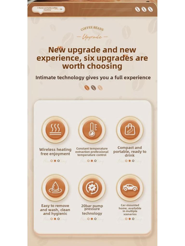 Přenosný bezdrátový kávovar na espresso: Systém 3 v 1 italská automatická kapsle a kávový prášek