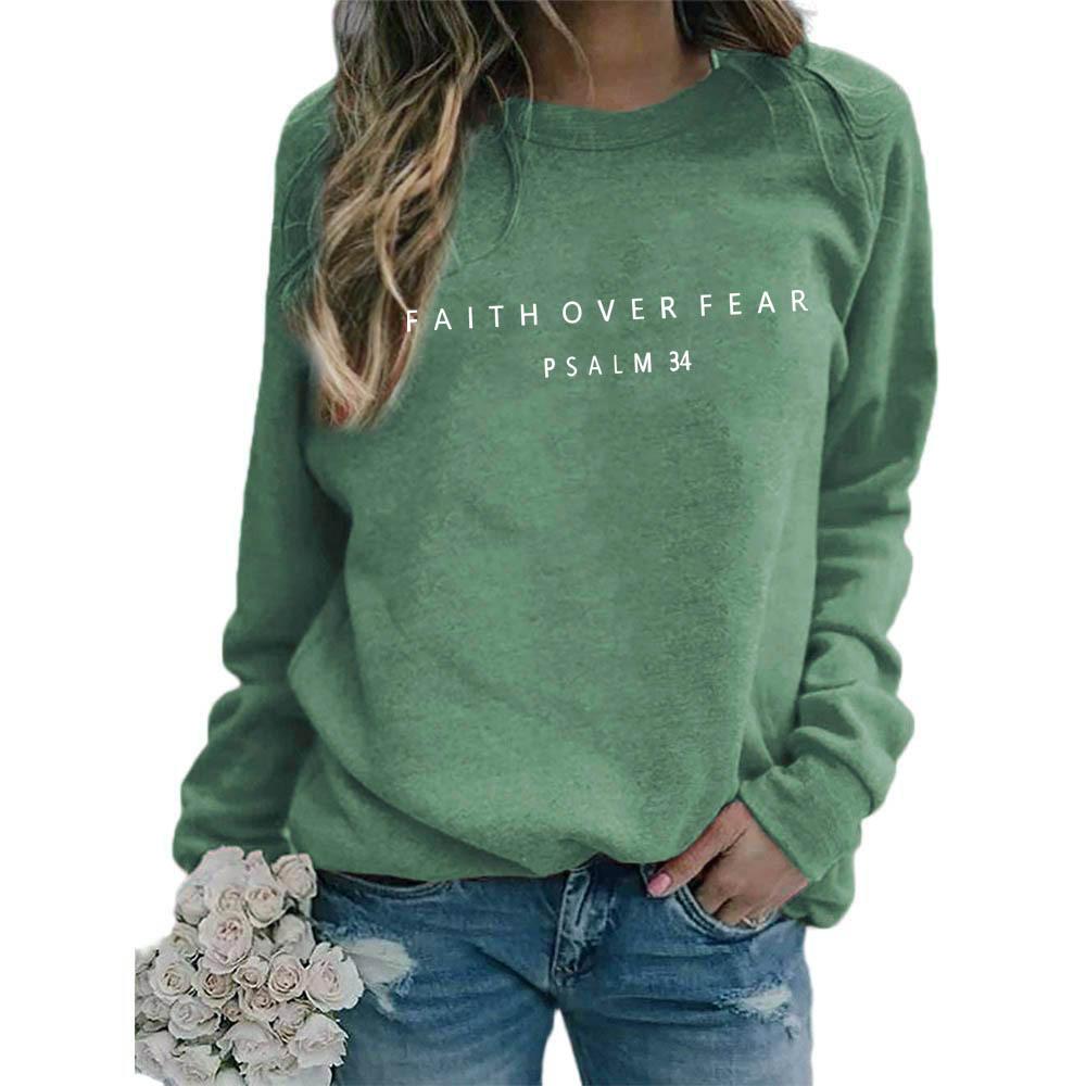 Women's Crew Neck Long Sleeve Loose Fit Sweatshirt Casual Letter Graphic Pullover