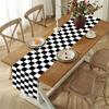 Black White Checkerboard Linen Table Runner Dresser Scarves Table Decor Washable Kitchen Dining Table Runner Holiday Party Decor