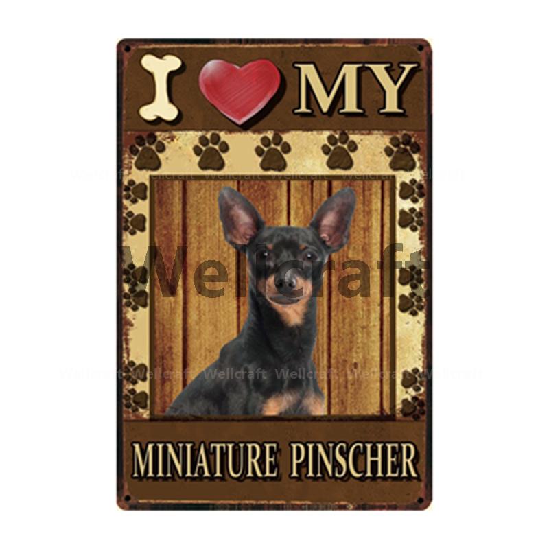 [ WellCraft ] I Love My Dog Border Collie Pug Labrador Metal Sign Tin Poster Home Decor Bar Wall Art Painting 20*30 CM Sizer  L6