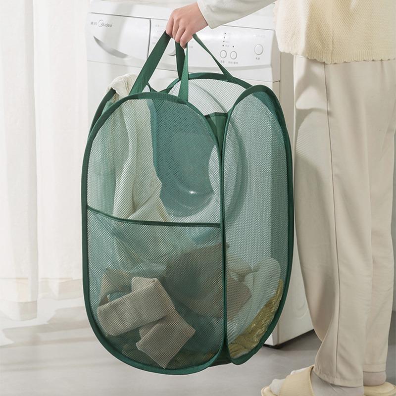 Mesh Pop Up Laundry Hamper Laundry Basket Side Pocket Collapsible Laundry Basket
