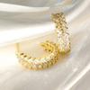 925 Sterling Silver Light Luxury Fashion Geometric C Shape Full of Zircon Leaf Earrings Birthday Party Anniversary Gift