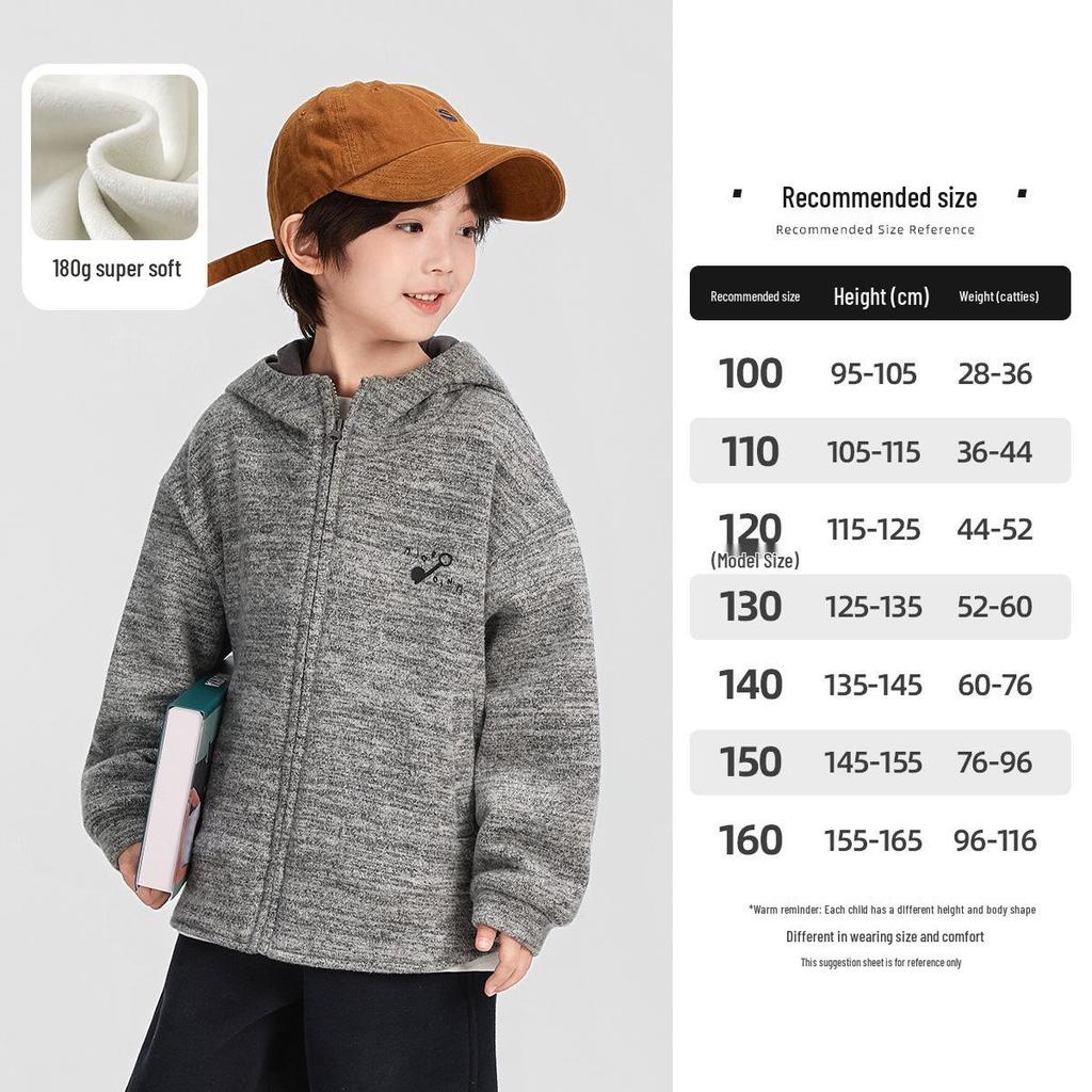 Fairy Tale Memory Boys' Fleece-Lined Hooded Jacket – Warm Winter Style 2025 for Mid-to-Large Children